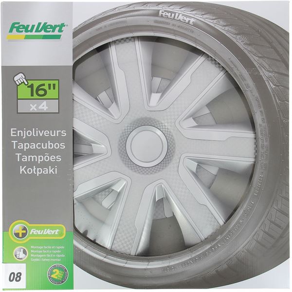 4 enjoliveurs Livorno carbon silver 16 pouces Feu Vert 08