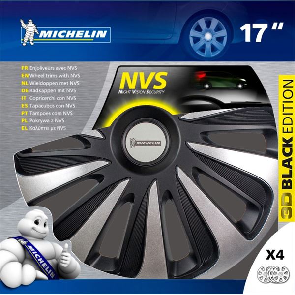 4 enjoliveurs 17 pouces Michelin 3D Black Edition