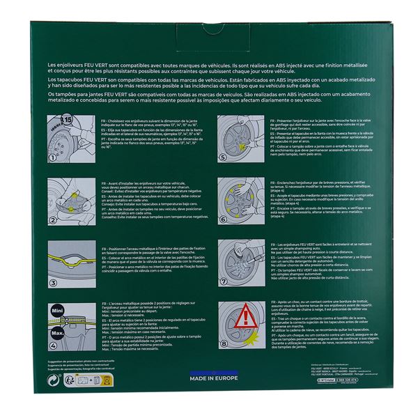4 enjoliveurs Estoril Bicolor 15 pouces Feu Vert 06