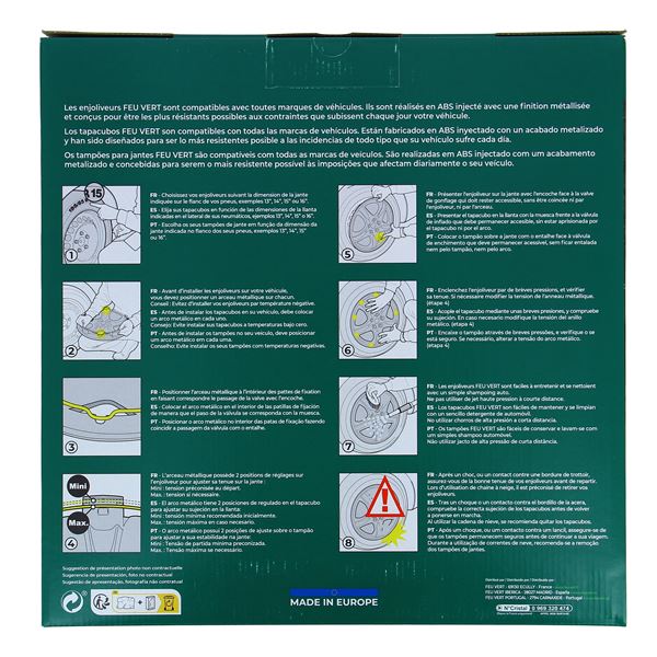 4 enjoliveurs Discovery Bicolor 14 pouces Feu Vert 09