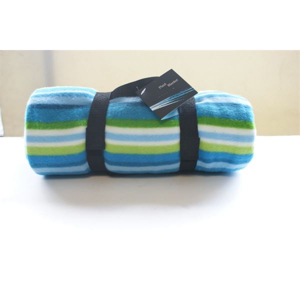 Plaid polaire rayé bleu
