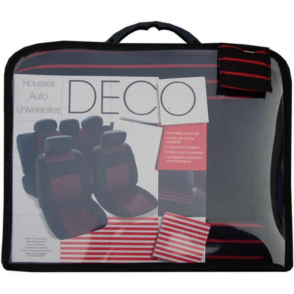 Jeu de housses universelles Noires/Rouges TS