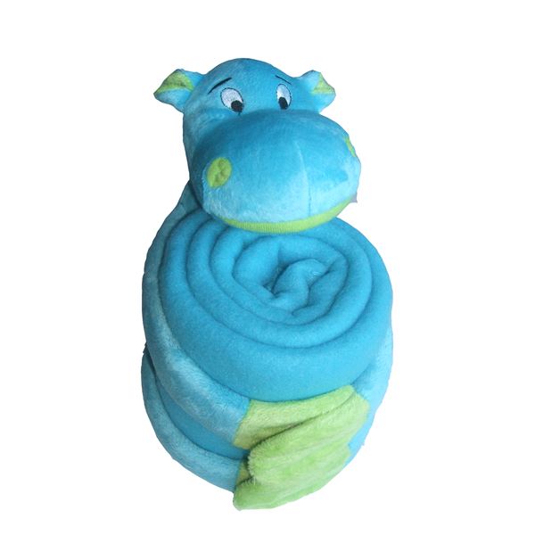 Plaid polaire + peluche Hippo bleu