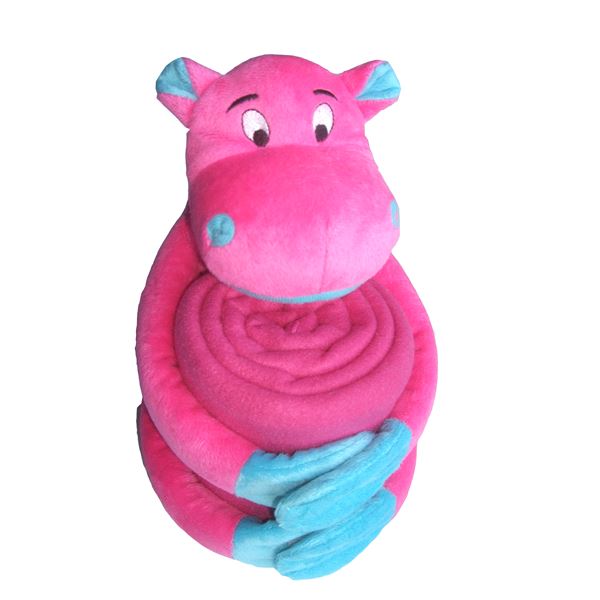 Plaid polaire + peluche Hippo rose