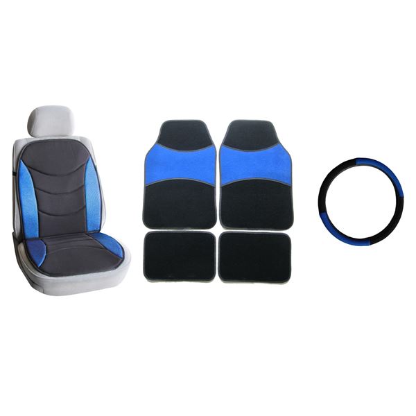 Pack tapis + c siège + c volant bleu