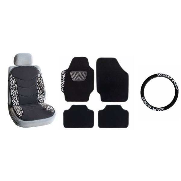 Pack tapis + c siège + c volant léopard