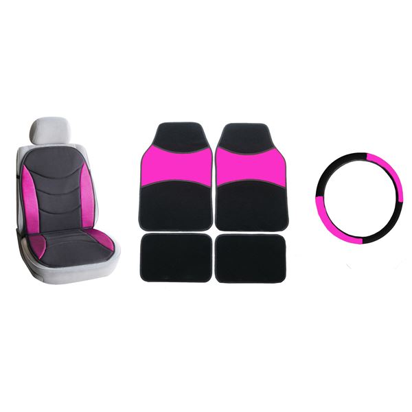 Pack tapis + c siège + c volant rose