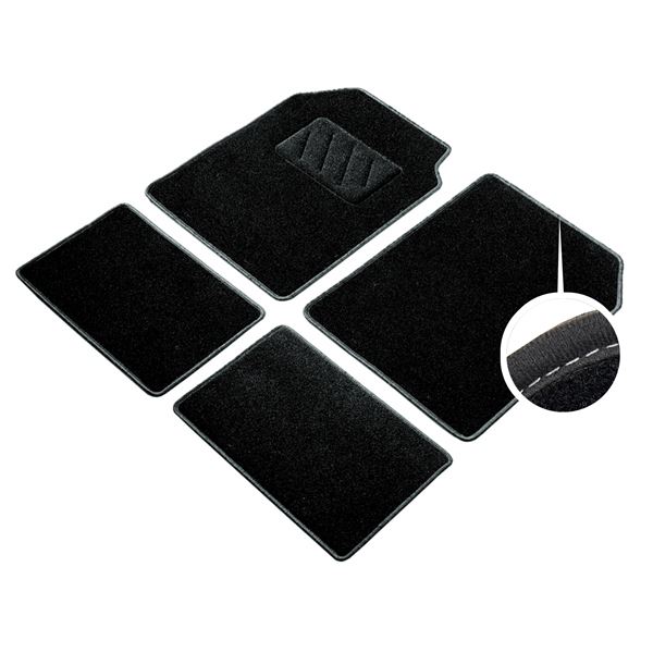 4 tapis moquette universels Velours ganse noir