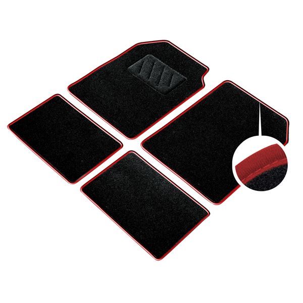 4 tapis moquette universels Velours ganse rouge