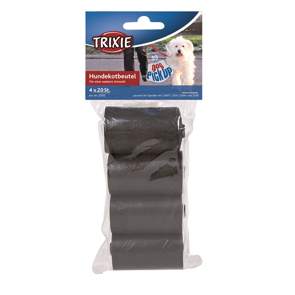 4 Rouleaux de sacs ramasse crottes noirs réf.2332 Trixie