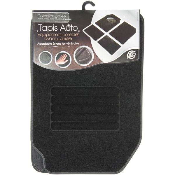 4 tapis de voiture universels ASTON ganse noire