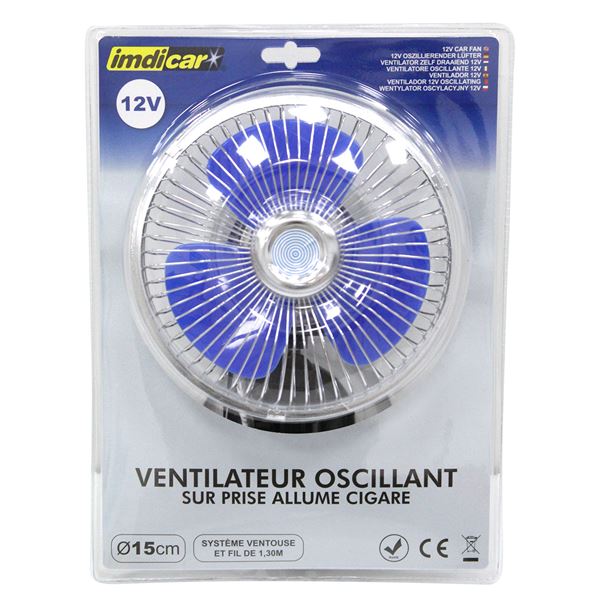 Ventilateur auto oscillant avec fixation à ventouse 12V