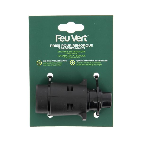Prise remorque mâle plastique 7 broches Feu Vert