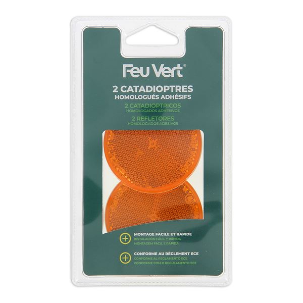 2 Catadioptres ronds orange Feu Vert