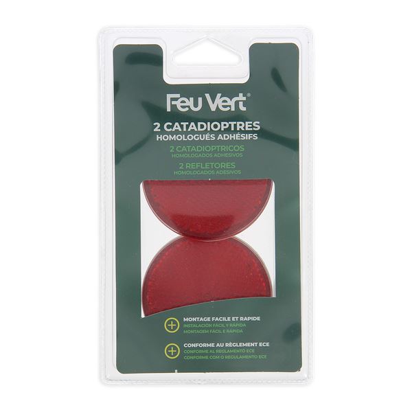 2 Catadioptres ronds rouges Feu Vert