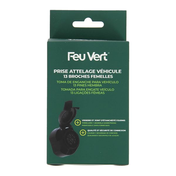 Prise attelage femelle plastique 13 broches Feu Vert