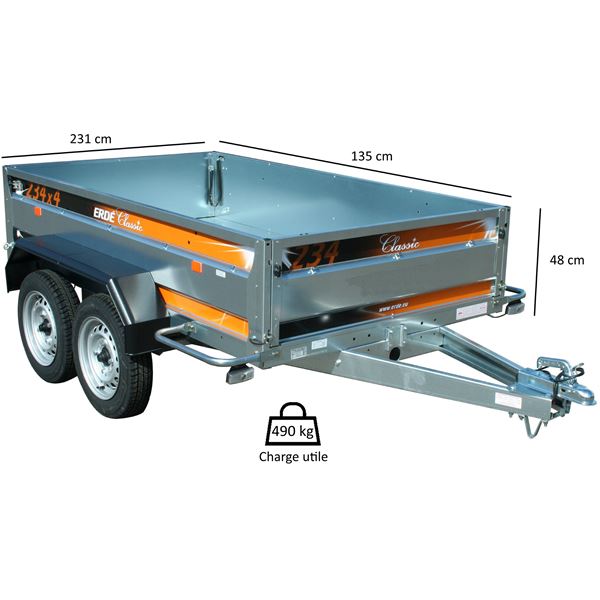 Remorque ERDE 234X4 - double essieux
