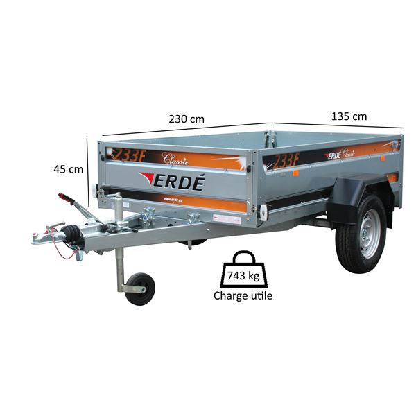 Remorque ERDE 233F Classic - Freinée