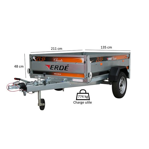 Remorque ERDE 213F  - Freinée
