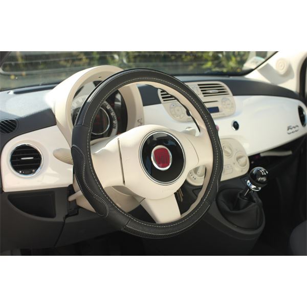 Couvre volant cuir gris Premium