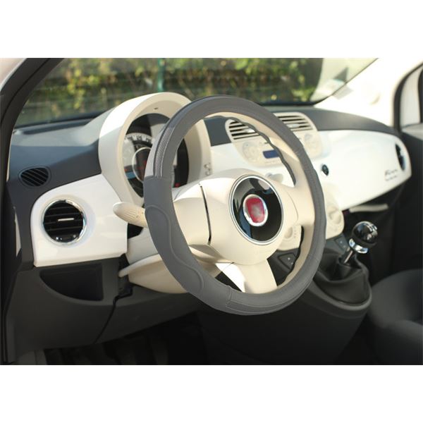Couvre volant cuir gris Chrome