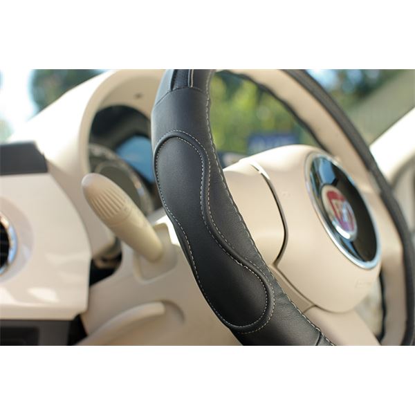 Couvre volant pour utilitaire en cuir gris premium