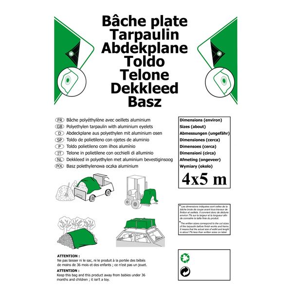 Bâche plate universelle 4 x 5 m