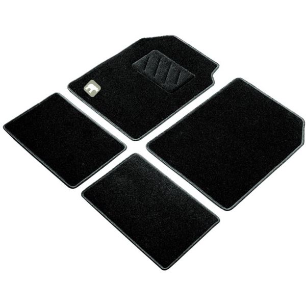 Jeu de 4 tapis moquette universels noir avec broderie Safari