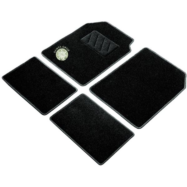 Jeu de 4 tapis moquette universels noir avec broderie Santa Cruz