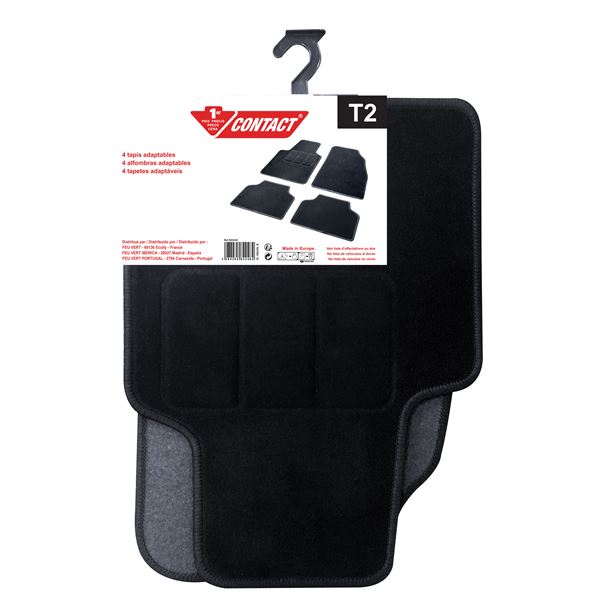 4 tapis semi sur-mesure moquette noire T2 CONTACT