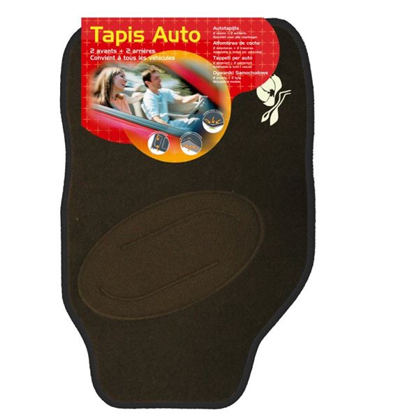 Jeu de 4 tapis noir avec broderie magnolia ecru