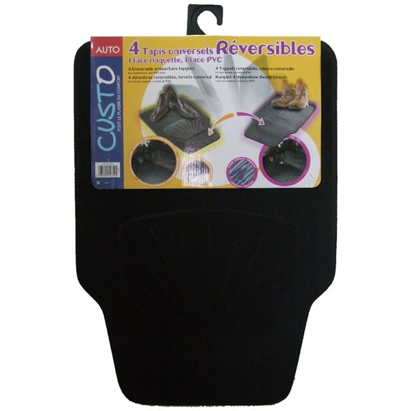 4 tapis réversibles PVC/Moquette  universels  Custo Auto