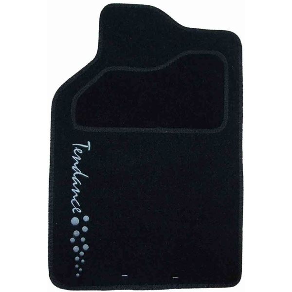 Jeu de 4 tapis moquette universel noir avec broderie Tendance Gris