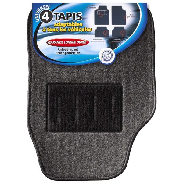 Jeu de 4 tapis moquette Snow Noir
