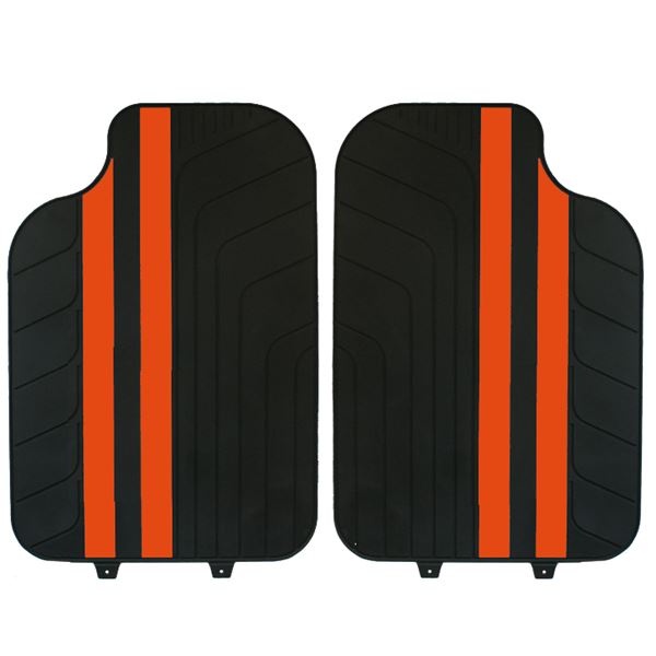 Tapis voiture universel PVC bandes orange