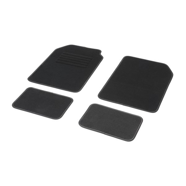 4 tapis de voiture moquette universels ganse bicolore gris