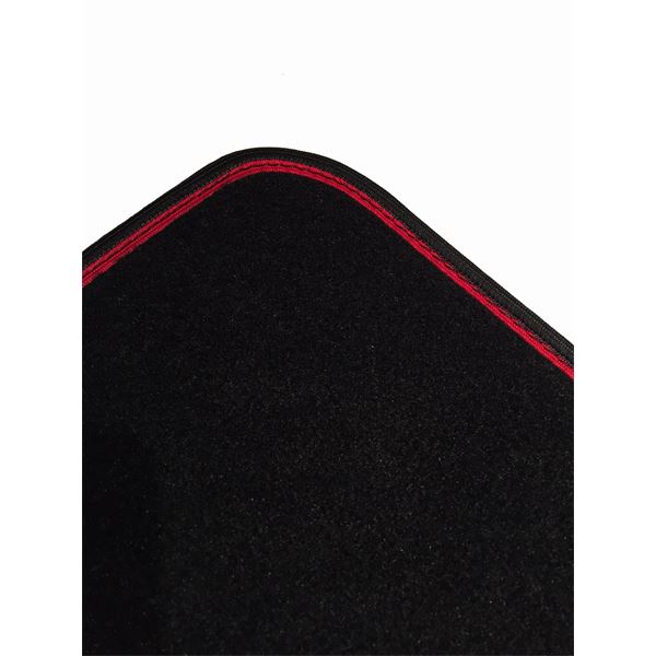 4 tapis de voiture moquette universels ganse bicolore rouge