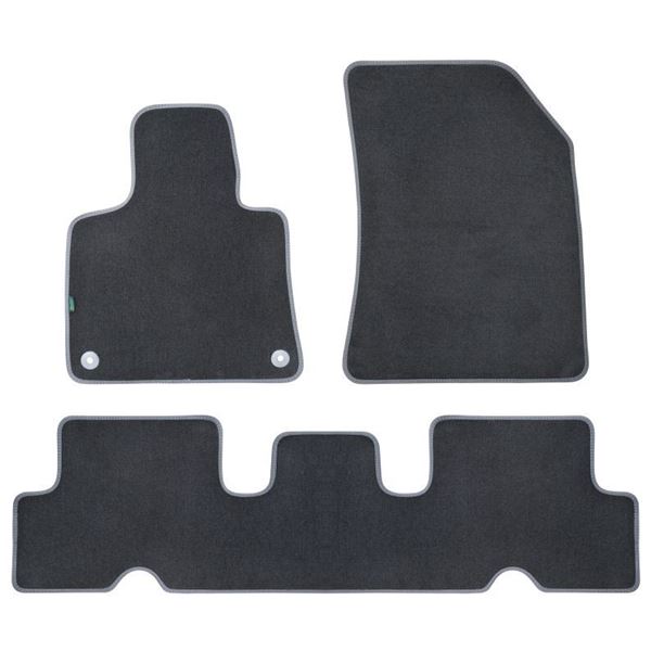 Jeu de tapis sur mesure moquette tuftée noire pour Citroën C4 Picasso II Feu Vert Premium