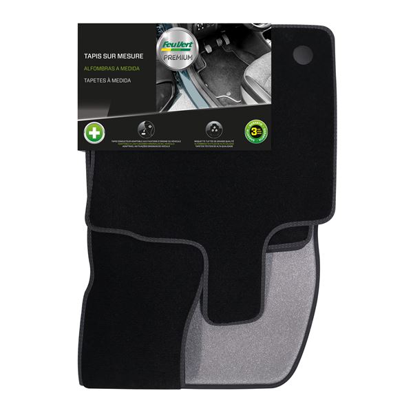 Jeu de tapis sur mesure moquette tuftée noire pour Renault Captur II Feu Vert Premium