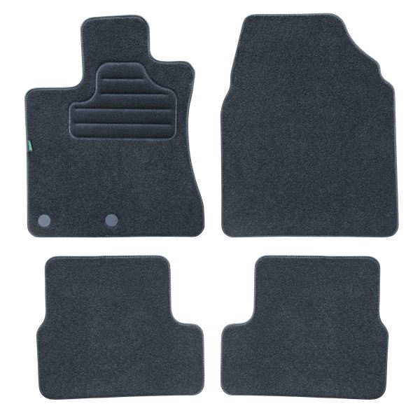 Jeu de tapis sur mesure moquette tuftée bouclée noire pour Citroën C4 Picasso II Feu Vert Premium