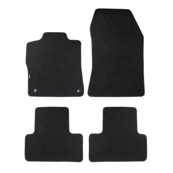 Jeu de tapis sur mesure moquette tuftée bouclée noire pour Peugeot 308 III berline Feu Vert Premium