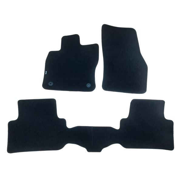 Jeu de tapis sur mesure moquette tuftée noire pour Volkswagen Tiguan II Feu Vert Premium