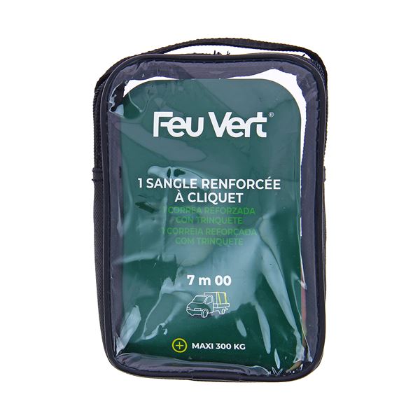 SANGLE RENFORCEE À CLIQUET 7M FEU VERT