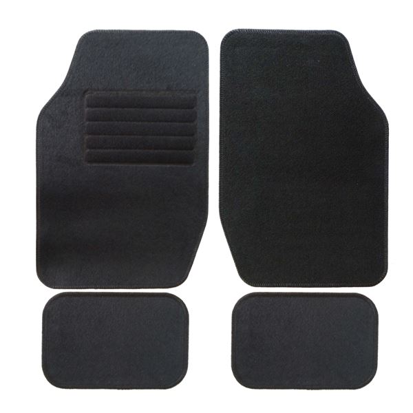 4 tapis de voiture moquette universels ganse noir