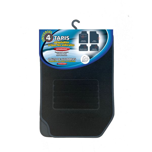 Jeu complet de tapis universels moquette noir et bleu NOA DBS