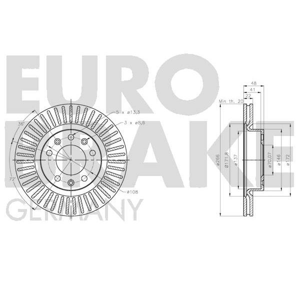 2 disques de frein avant EUROBRAKE 5815203746
