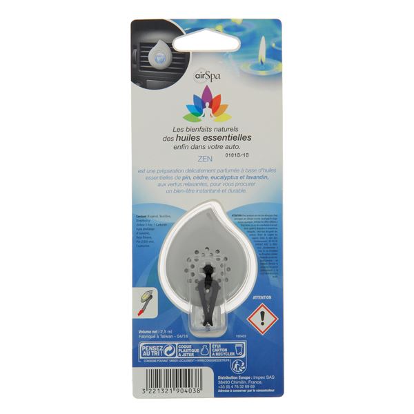 Désodorisant voiture diffuseur Zen Air Spa