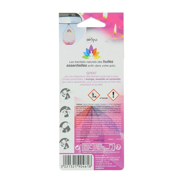 Désodorisant à base d'huiles essentielles membrane SPIRIT Air Spa