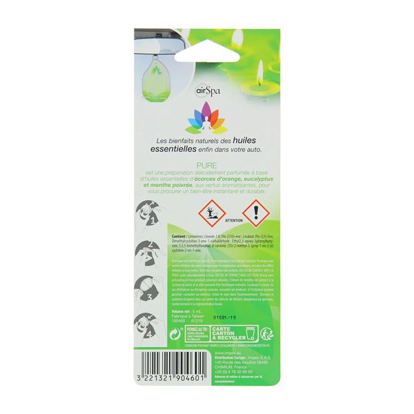 Désodorisant à base d'huiles essentielles membrane PURE Air Spa