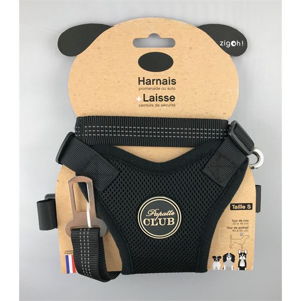 Harnais et Laisse ceinture de sécurité Papatte Club